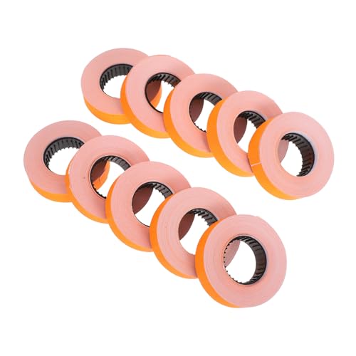 SOPOTUTU 10 Rollen Preisschilder für Etikettierer Orange Preisetiketten Papierrolle pro Rolle Zubehörteile für Supermärkte Malls und Lagerhäuser zur Schnellen Identifikation von SOPOTUTU
