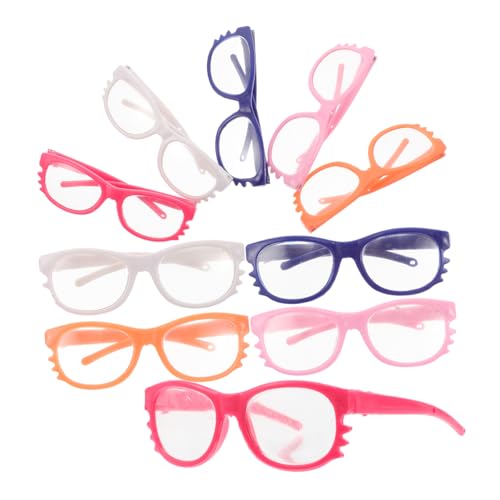 SOPOTUTU 10 Stück Puppe Brille Puppe Puppenbrillen Weihnachtsfeier Requisiten Bastelbrille tun so, als ob sie eine Brille hätten Mini -Puppenbrille Puppenbrille Requisite Plastik von SOPOTUTU