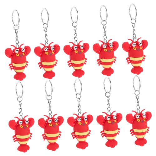 SOPOTUTU 10 Stück Schlüsselanhänger mini geschenkartikel partygeschenke schlüsselanhanger Cartoon -Schlüsselbund Hummer-Party-Zubehör Metall rot von SOPOTUTU