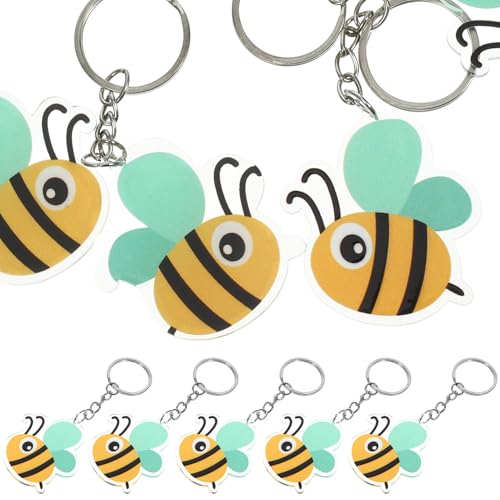 SOPOTUTU 10 Stück Teiliges Biene aus Metall und Acryl Leichte Kompakte Cartoon bienen Anhänger für Taschen Schlüsseldeko Charmant und Langlebig als Geschenk und Partyfüllung von SOPOTUTU