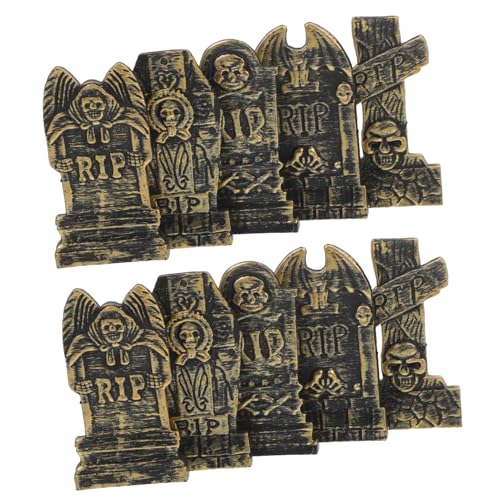 SOPOTUTU 10 Stück Teiliges Halloween Grabstein Deko Gruselige Friedhofsrequisiten für Halloween Party Tombstones Dekoration Gemischte von SOPOTUTU