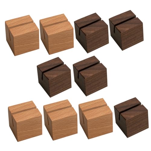 SOPOTUTU 10 Stück Teiliges Holz Kartenhalter Stabile Holz Basis mit Schlitz Vielseitiger Kartenständer für Büro Hochzeit Party Dekoration von SOPOTUTU