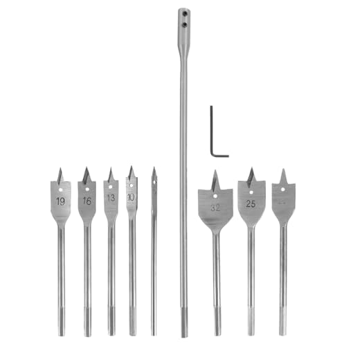 SOPOTUTU 10 Stück Teiliges Holzbohrer aus Hochkohlenstoffstahl mit Klingen Anti rutsch design Vielseitig für Holz Sperrholz Geeignet für Bohrmaschinen und Industrielle Holzbearbeitung von SOPOTUTU