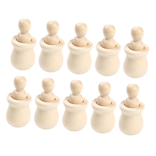 SOPOTUTU 10 Stück Teiliges Unbemalte Holzpuppen zum Bemalen Robuste DIY Holzfiguren mit Glatter Oberfläche Leichte Langlebige Holzkegel für Kreatives Gestalten und Kreative Dekoration von SOPOTUTU