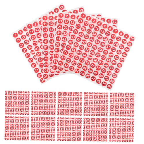 SOPOTUTU 100 Blatt Selbstklebende Zahlenaufkleber Rot weiß Nummerierte Runde Markierungs etiketten Wasserfest für Lagerverwaltung Klassenzimmer Versandkartons Vielseitig Einsetzbar von SOPOTUTU