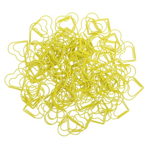 SOPOTUTU 100 Stück Büroklammerklammer Lesezeichen-clip Ecke Büroklammern Roségoldener Büroklammerhalter Klebrige Clips Rosa Papierklammern Herz-fotoclips Süße Lesezeichen Metall Yellow von SOPOTUTU