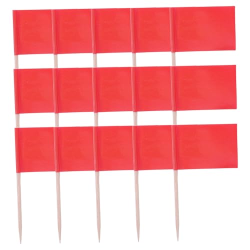 SOPOTUTU 100 Stück Mini Zahnstocher fähnchen in Rot Kleine Flag Picks als Dekorative Cake Topper für Kuchen Desserts Käseplatten und Fingerfood Robust und Vielseitig für Party und Buffet von SOPOTUTU