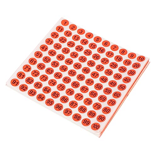 SOPOTUTU 100 Stück Runde Nummernaufkleber Selbstklebende Etiketten für Zimmernummern und DIY Projekte Orange mit Schwarzer Durchmesser für Kleidung Bücher und von SOPOTUTU