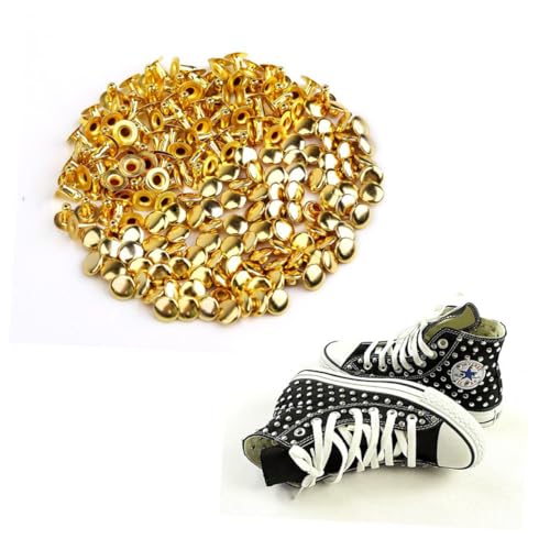 SOPOTUTU 100 Stück Runde Pilzförmige Metallnieten DIY Punk Stil für Leder Kleidung Taschen Armbänder Langlebige Harte Metallziernieten in Gold Einfach zu Befestigen und Dekorieren von SOPOTUTU