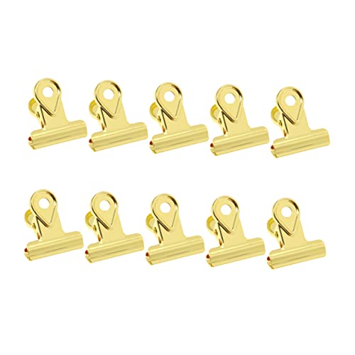 SOPOTUTU 10Stücke Metallbinderclips Goldene Kupfer Bulldogge Büroklammern Organisieren von Notizen Bildern und Dokumenten für Büro Zuhause oder Geschäfte von SOPOTUTU