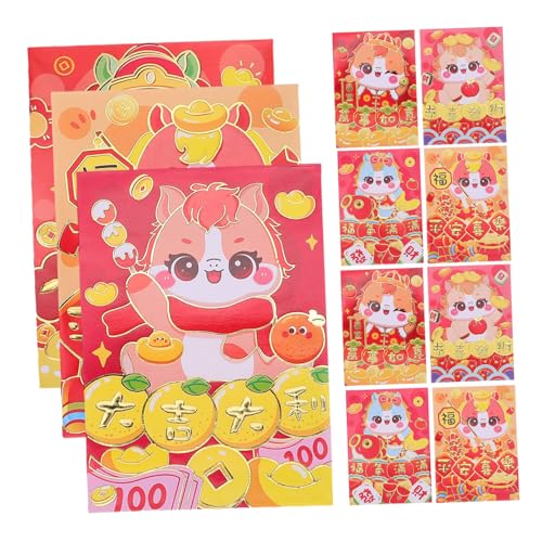 SOPOTUTU 120 Stück Karton Pferde Rote Umschläge Chinesisches Neujahr Umschläge Robust Cartoon Design Für Frühlingsfest Hochzeit Geburtstag von SOPOTUTU