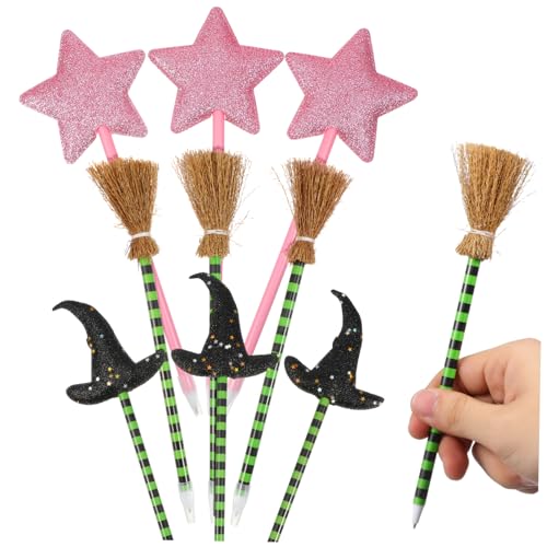 SOPOTUTU 18 . Teiliges Partyset Kugelschreiber mit Hexenhut Besen und Stern für Halloween Valentinstag Bunte Schreibstifte mit Plüschkugel Topper Kindergeburtstag Partygeschenkfüllung SOPOTUTU 18 . Teiliges Partyset Kugelschreiber mit Hexenhut Besen und Stern für Halloween Valentinstag Bunte Schreibstifte mit Plüschkugel Topper Kindergeburtstag Partygeschenkfüllung von SOPOTUTU