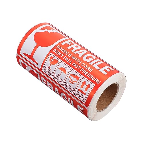 SOPOTUTU 1Rolle Fragile Warnaufkleber Selbstklebende Versandetiketten Wasserdichtes Etikettenpapier für Zerbrechliche Pakete Sorgfältig Behandeln von SOPOTUTU