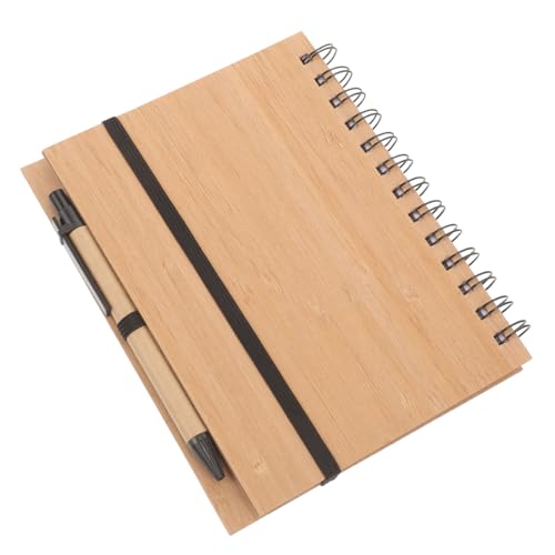 SOPOTUTU 1Satz Bamboo Cover Spiral Notizbuch Kompakter Notizblock für Büro Schule und Zuhause mit Praktischem Design und Ausreichend Platz für Notizen und Planung von SOPOTUTU