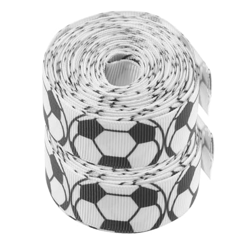 SOPOTUTU 2 Rollen Fußball Geschenkband Breit Lang Geripptes Dekoband für Geschenkverpackung Basteln Party Heimdeko Langlebiges Leicht Zuschneidbares Baumwollband von SOPOTUTU