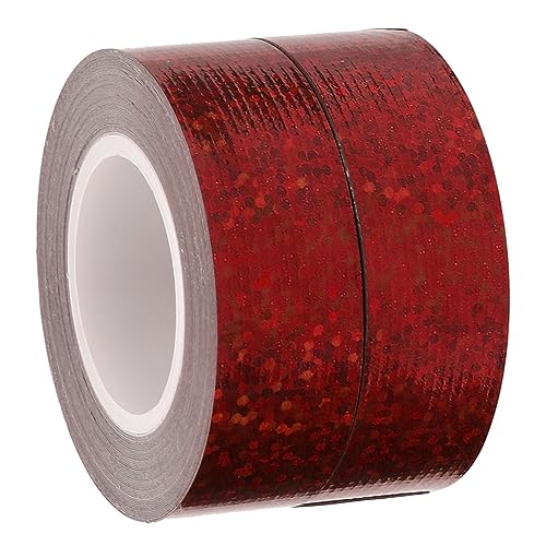 SOPOTUTU 2 Rollen Holografisches Klebeband Selbstklebend Farbige Duct Tapes Multifunktional für Dekorative Anwendungen und Bürobedarf Rückstandslos Entfernbar Rot von SOPOTUTU