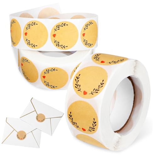 SOPOTUTU 2 Rollen Runde Kraftpapier Aufkleber DIY Handmade Baking Sticker für Geschenkverpackung Marmeladengläser Tüten Verschluss Liebe Seal Label SOPOTUTU 2 Rollen Runde Kraftpapier Aufkleber DIY Handmade Baking Sticker für Geschenkverpackung Marmeladengläser Tüten Verschluss Liebe Seal Label von SOPOTUTU