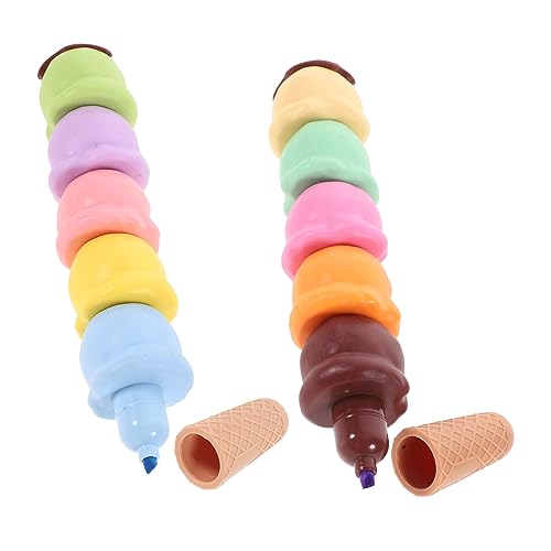 SOPOTUTU 2 Sätze Stapelbare Eiscreme Förmige Textmarker Multifunktionale Scrapbook Marker Kompakte Bunte Stifte für Schüler Leichte Langlebige Kunststoffoberfläche für Notizen und DIY SOPOTUTU 2 Sätze Stapelbare Eiscreme Förmige Textmarker Multifunktionale Scrapbook Marker Kompakte Bunte Stifte für Schüler Leichte Langlebige Kunststoffoberfläche für Notizen und DIY von SOPOTUTU
