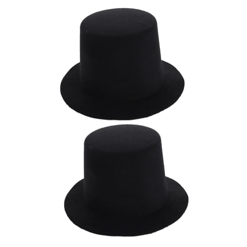 SOPOTUTU 2 Stück Mini Puppenhüte Schwarz DIY Handarbeits hutrohlinge für Puppenkostüme Bastelbedarf Puppenzubehör von SOPOTUTU