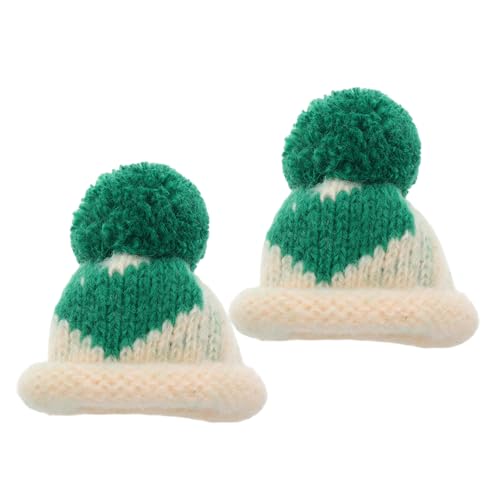 SOPOTUTU 2 Stück Mini-Strickmütze Puppenhüte kleine Strickmützen Puppenhutzubehör Weihnachtsschmuckhüte Mini-Hutverzierungen Gestricktes Puppenzubehör Miniatur-Strickmützen Stricken von SOPOTUTU