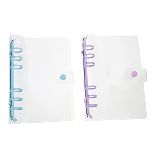 SOPOTUTU 2 Stück PVC Binder Cover Transparent Loseblatt Hülle Ringe Ringbuch Schutzhülle für Notizbuch und Tagebuch und Langlebig für Schule und Büro Holzmalvenlila Himmelblau von SOPOTUTU