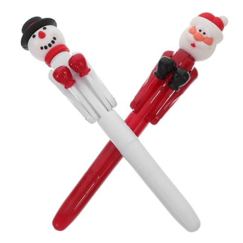 SOPOTUTU 2 Stück Weihnachts Kugelschreiber mit Box Feature Schneemann Weihnachtsmann Interaktives Schreibspielzeug für Klassenkameraden Weihnachtsgeschenke Schreibwaren für Schule und Büro von SOPOTUTU