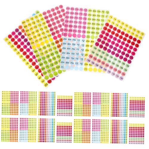 SOPOTUTU 20 Blatt Bunte Preisetiketten Aufkleber Starke Haftung Runde Aufkleber Zahlen für Garage Supermarkt Vielseitig Beschriftbar und Langlebig für Preisauszeichnung SOPOTUTU 20 Blatt Bunte Preisetiketten Aufkleber Starke Haftung Runde Aufkleber Zahlen für Garage Supermarkt Vielseitig Beschriftbar und Langlebig für Preisauszeichnung von SOPOTUTU