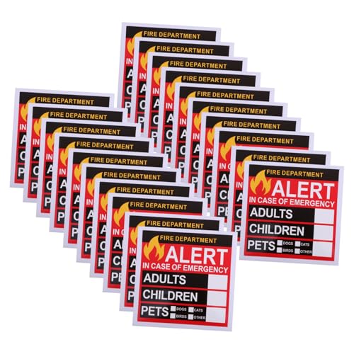 SOPOTUTU 20 Blatt Teiliges Notfall Alarm Aufkleber für Personen und Haustiere Sichtbare Sicherheitssticker für Fenster und Türen Rettungs Informationsschild für Feuerwehr und Rettungskräfte von SOPOTUTU