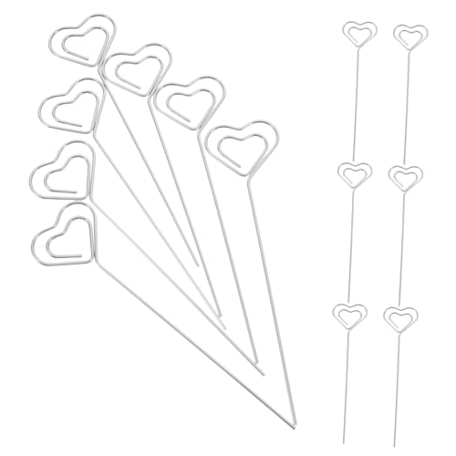 SOPOTUTU 20 Stück Herzförmiger Geldscheinhalter Kuchen Fotohalter Blumenpicks party dekoration karten clip buro zubehör Memohalter aus Draht Kartenhalter für Blumenarrangements Eisen Silver von SOPOTUTU