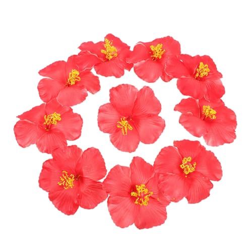 SOPOTUTU 20 Stück Künstliche Hibiskusblüte Künstliche Hibiskusblumen Künstliche Hibiskus-kunstblumen Künstliche Blumen Hibiskus Hibiskusblüten Im Freien Kunstblumen Hawaii Rot Eva von SOPOTUTU