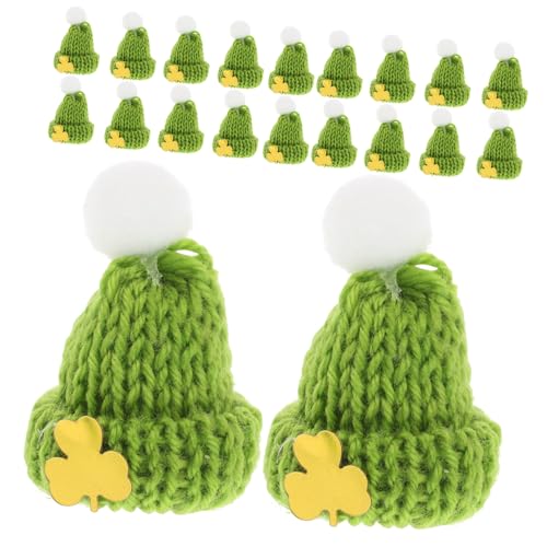 SOPOTUTU 20 Stück Mini-Entenhut Minihüte für Pflanzen Miniatur-Weihnachtsmützen Kleiner Zylinder Weihnachtsmützen für Puppen Mini-Hut Mini-Weihnachtsmützen zum Basteln Puppenhüte Garn Grün von SOPOTUTU