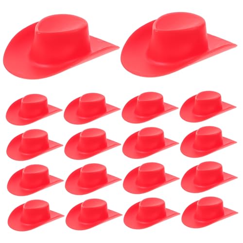 SOPOTUTU 20 Stück Teiliges Mini Cowboy Hüte aus Kunststoff Dekorative Puppenhüte für Puppenhaus Festliche Western deko Kompakt Leicht für DIY Bastelprojekte und Puppenaccessoires von SOPOTUTU