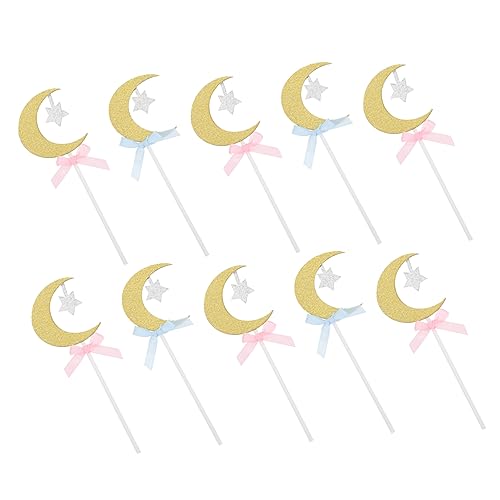 SOPOTUTU 20 Stück Teiliges Stern und Mond Cupcake Dekorationen mit Schleifen Dekorative Tortenaufsätze für Geburtstagsfeiern und Hochzeiten für Romantische Anlässe und Unvergessliche SOPOTUTU 20 Stück Teiliges Stern und Mond Cupcake Dekorationen mit Schleifen Dekorative Tortenaufsätze für Geburtstagsfeiern und Hochzeiten für Romantische Anlässe und Unvergessliche von SOPOTUTU