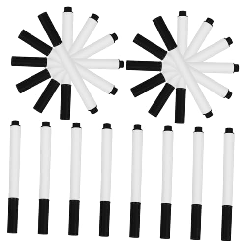 SOPOTUTU 20 Stück Whiteboard-Stift Kreidetafel-Markerstifte Tafelkreide Radiergummi Marker für Glastafeln Trocken abwischbare Marker für Whiteboard-Markerstifte Plastik Schwarz von SOPOTUTU