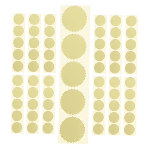 SOPOTUTU 200 Stück Goldene Metallische Zertifikat Aufkleber mit Zackenrand Selbstklebende Siegelsticker für Auszeichnungen Notarversiegelungen und Buchprägeanwendungen von SOPOTUTU