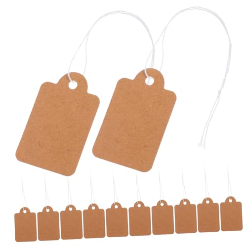 SOPOTUTU 200 Stück Kraftpapier Preisschilder mit Schnur Handbeschreibbar für Kleidung Schmuck Bastelarbeiten und Flohmärkte und Verkaufsaktionen von SOPOTUTU