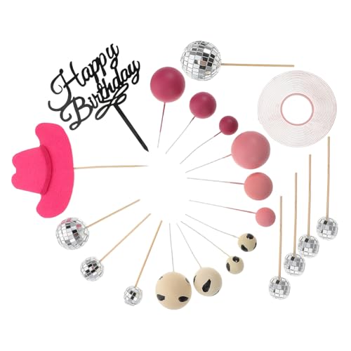SOPOTUTU 21 Stück Cowboyhutkuchen Party Dekoration Kindergeburtstag Dekoration Shower Dekoration Western Hut Dekoration Mini-Hut-Haarspange westliche Cupcake-Topper Papier Rosa von SOPOTUTU