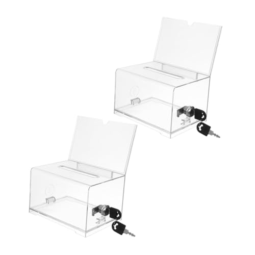 SOPOTUTU 2Stücke Transparente Spendenbox Acryl Aufbewahrungsbox für Visitenkarten Langlebig und Robust für Ausstellungen und Veranstaltungen von SOPOTUTU