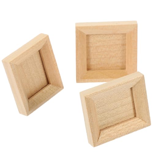 SOPOTUTU 3 Stück Puppenhaus-Fotorahmen Holz bilderrahmen kinderzimmer DIY Puppenhaus Dekoration Puppenhaus klein Mini Puppenhaus Bilderrahmen Mikro-Fotorahmen Beige von SOPOTUTU