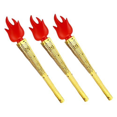 SOPOTUTU 3 Stück Simulierte Fackel Künstliche Fackel Wettkampf-taschenlampenspielzeug Leuchten Zauberstab Partyspiele Für Cosplay Feuer Dekorationen Prop-fackel Abs Golden von SOPOTUTU