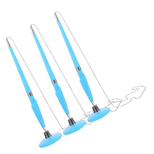 SOPOTUTU 3 Stück Teiliges Business Kugelschreiber mit Kette Robuster Schreibtischstift für Bank Hotel Büro Ergonomisch Glattes Schreiben Multifunktional Feststehend Blau von SOPOTUTU