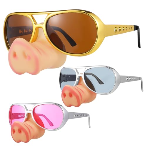 SOPOTUTU 3 Stück Teiliges Lustige Partybrillen mit Schweinenase Witzige Kostümbrille Gold Silber Spaßbrille für Geburtstagsfeiern Halloween Cosplay und Fotobox Zubehör SOPOTUTU 3 Stück Teiliges Lustige Partybrillen mit Schweinenase Witzige Kostümbrille Gold Silber Spaßbrille für Geburtstagsfeiern Halloween Cosplay und Fotobox Zubehör von SOPOTUTU