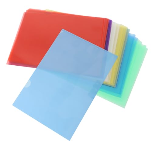 SOPOTUTU 36 Stück Klarsichtmappen aus Kunststoff Dokumentenhüllen Rot Gelb Grün Blau Transparent und Robuste Tragbare Sammelmappen für Büro und Zuhause von SOPOTUTU