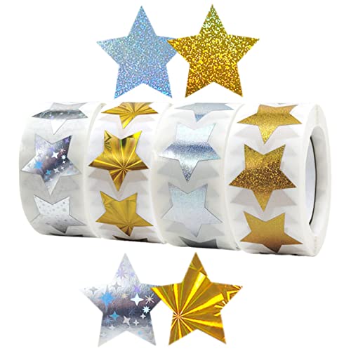 SOPOTUTU 4 Rollen Sternaufkleber für Selbstklebende Aufkleber aus Beschichtetem Papier Belohnungsaufkleber für und Zuhause für Scrapbooking und Dekoration von SOPOTUTU