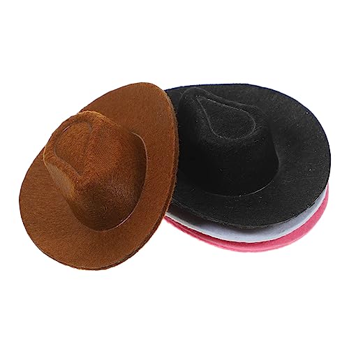 SOPOTUTU 4 Stück Mini-cowboyhut Kleine Hüte Für Puppen Miniaturhut Mall-Hut Puppenhüte Selber Machen Austauschbare Puppenhüte Hut Für Puppen Hut Für Minihauspuppe Kleine Hüte Basteln Vlies von SOPOTUTU