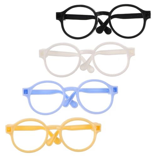 SOPOTUTU 4 Stück Spielzeugzubehör Puppe verkleiden Zubehör Puppenbrillen Brillengestell für Puppe Brillenrequisiten für Puppe Brille für Puppe Brillen zum Anziehen der Puppe Plastik von SOPOTUTU