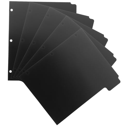 SOPOTUTU 5 Blätter Teiliges Trennblätter für Ringbuch Lochung Schwarze PP Ordner Trennblätter Abnehmbar für Büro Schule und Notizbuch Organisation von SOPOTUTU