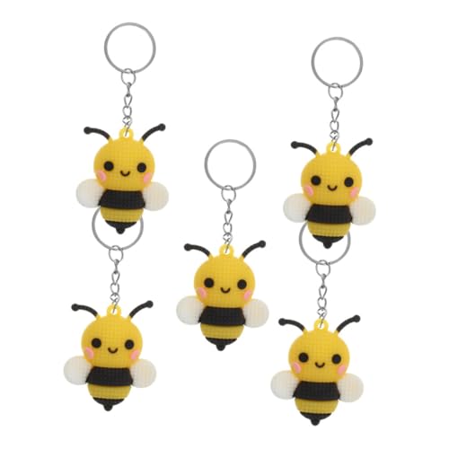 SOPOTUTU 5 Stück Niedlicher Bienen Schlüsselanhänger aus Metall und PVC Langlebige Biene Anhänger als Taschen und Schlüsseldeko Bee Themed Partygeschenke für Familie und Freunde von SOPOTUTU