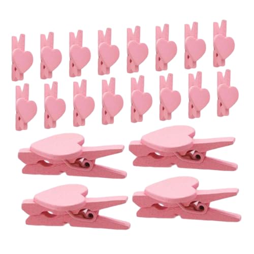 SOPOTUTU 50 Stück Liebesclip Desktop-Memohalter Halter für Büronotizen Tischbildhalter Mikrobinderclips Büroklammer-Memo Feilenschieber-Clip Kleine Papierklammern Holz Rosa von SOPOTUTU