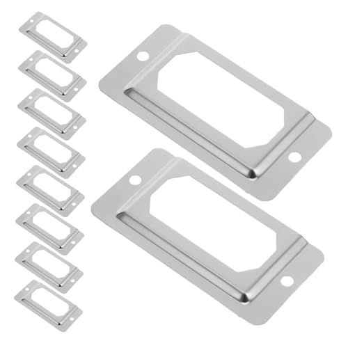 SOPOTUTU 50 Stück Schachtel Metallbeschriftungshalter Etikettenhalter Metall Etikettenrahmen Metalletiketten Frames Metallrahmen für Office -Dateietikett Rostfreier Stahl Silver von SOPOTUTU